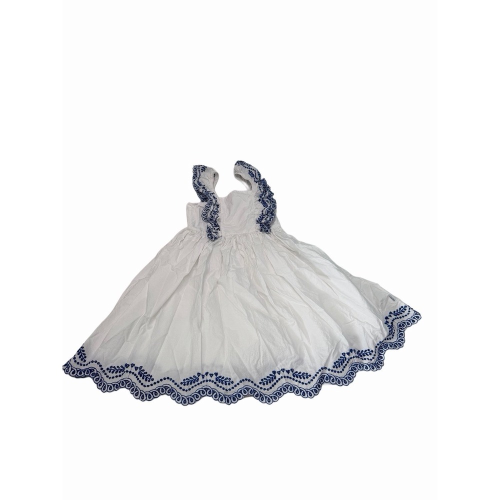 Molo Girl's Clementine Ruffle Dress White  Size 134-140/9/10